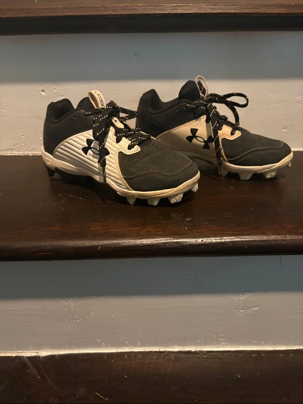 Under Armour Kids Black and White Baseball Cleats